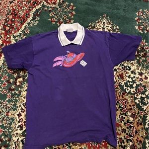 Morning Sun Polo Shirt Collared Graphic Print Purple Large Grandma Made USA